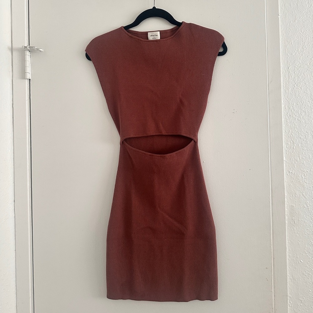 Aritzia Wilfred Free Cut-out Knit Mini Dress